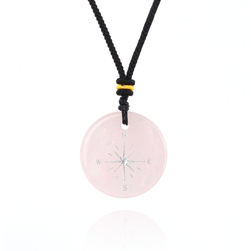 Natural Stone Viking Compass Pendant Necklace, Vegvisir Gift